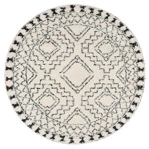 Vasiliki Moroccan Tassel Shag Off-White 6 ft. Round Rug