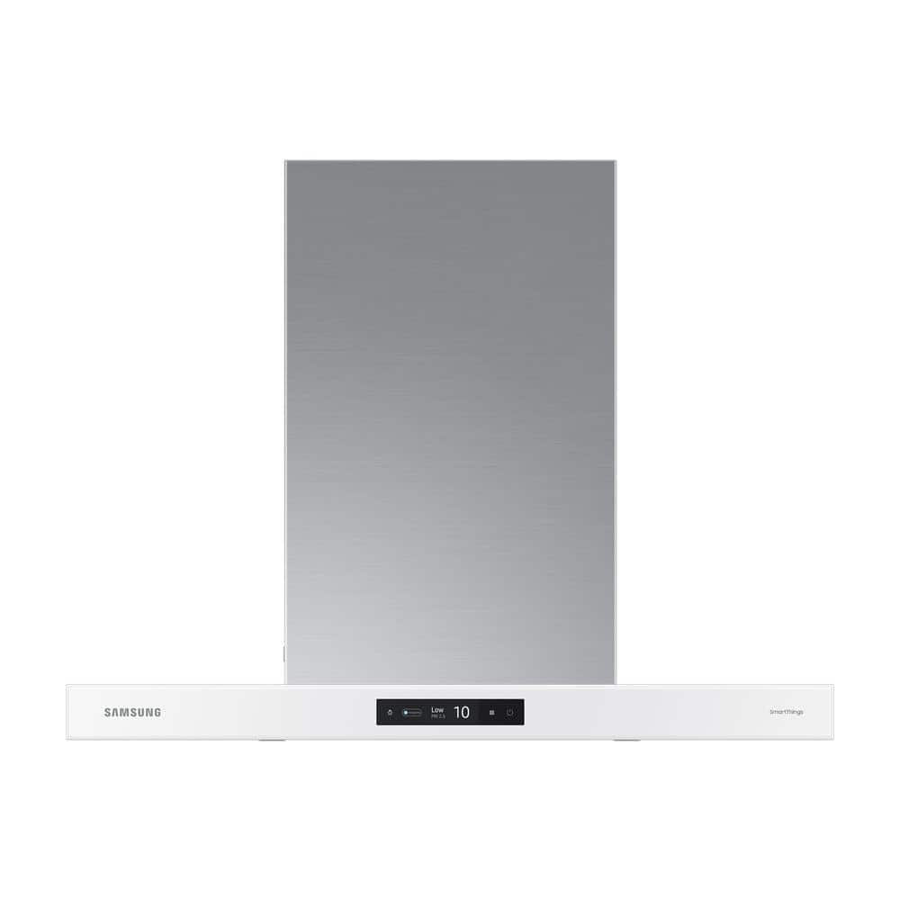 "Samsung 30"" BESPOKE Wall Mount Range Hood in Clean White, Clean White Panel/ Stainless Steel Duct"