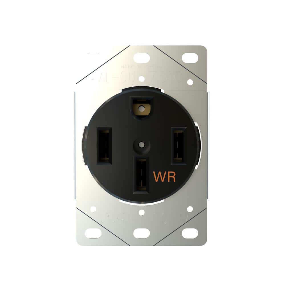Legrand Pass and Seymour 50Amp 125/250-Volt NEMA 14-50R Weather Resistant Flush Mount Single Power Outlet for RV and EV Chargers, Black -  3894WR