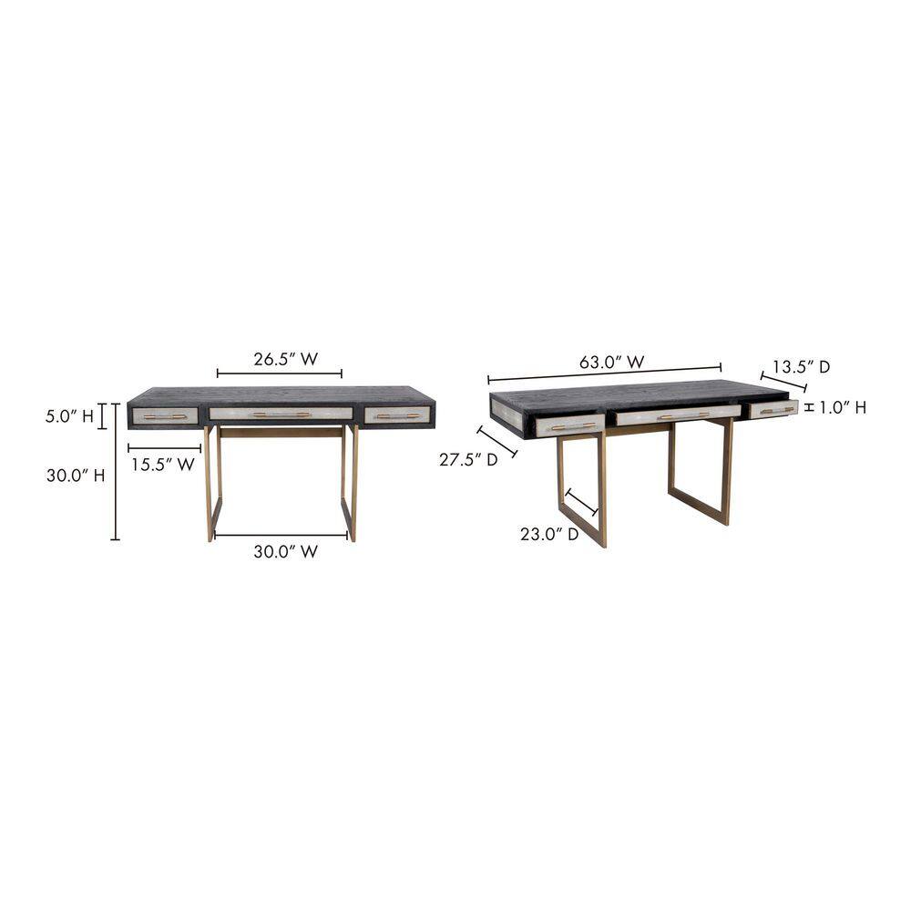 Dimensional specifications for two desk sizes.