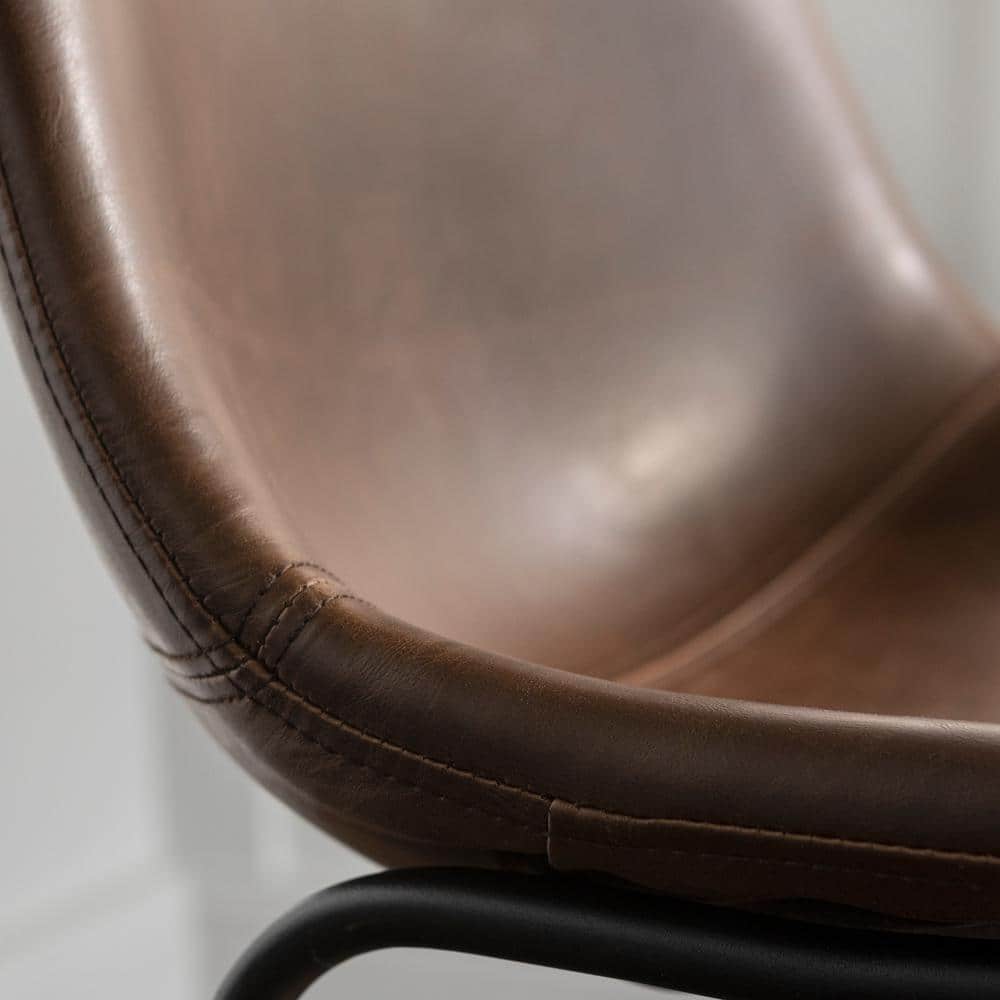 Dayton 24" Modern Brown Faux Leather Counter Stools, Set of 2