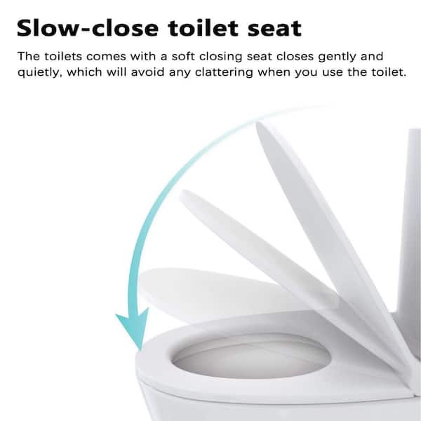 Powerful Quiet Dual Flush 12 in. Rough-In Elongated Standard 1-Piece Toilet in Glossy White with Comfortable Seat Height