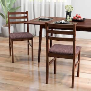 Rustic Brown Wooden Dining Chairs Mid-Century Armless Chairs with Curved Backrest Set of 2