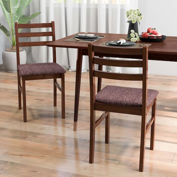 Costway Rustic Brown Wooden Dining Chairs Mid-Century Armless Chairs with Curved Backrest Set of 2