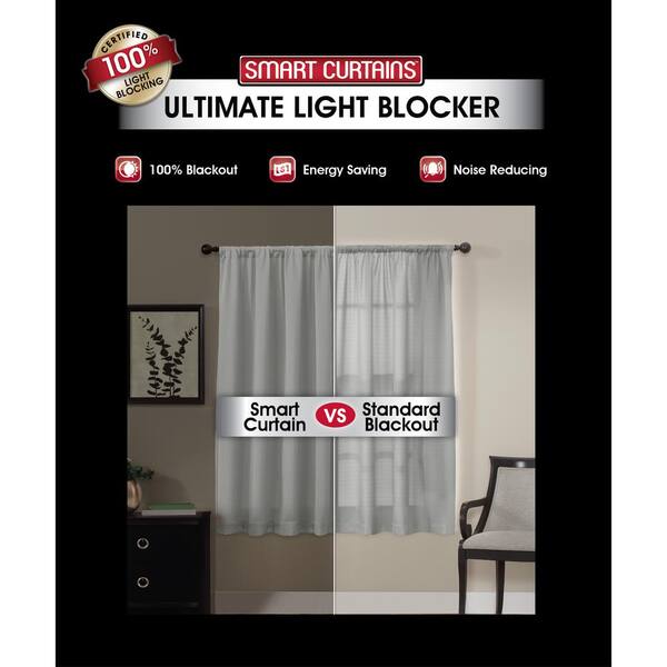 Zenna Home Grey Geometric Thermal Rod Pocket Blackout Curtain 50 In W X 63 In L 5831y50x63lgry The Home Depot