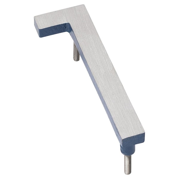 Montague Metal Products 8 in. Satin Nickel/Sea Blue 2 Tone Aluminum Floating or Flat Modern House Number 1