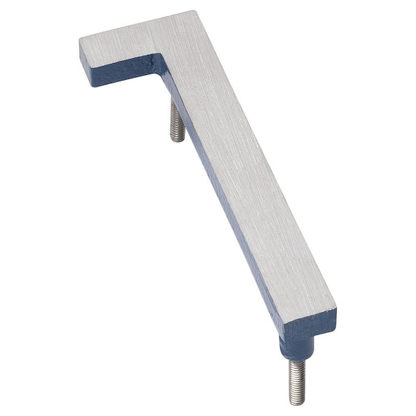 Montague Metal Products 4 in. Satin Nickel/Sea Blue 2-Tone Aluminum Floating or Flat Modern House Number 1