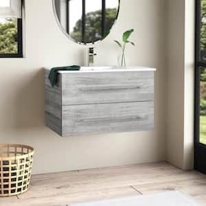 Kato 30 in. W x 19 in. D x 20 in. H Single Sink Wall Bathroom Vanity Cabinet in Soho with Cultured Marble Top in White