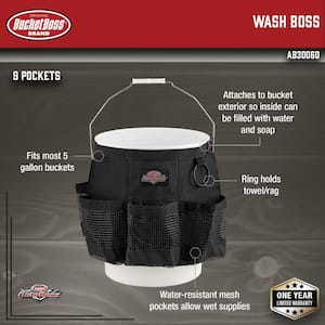 Auto Boss Wash Boss 5 Gal. Bucket Car Accessory Organizer for Car Wash Cleaning or Car Detailing Supplies