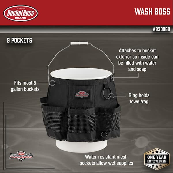 Auto Boss Wash Boss 5 Gal. Bucket Car Accessory Organizer for Car Wash Cleaning or Car Detailing Supplies