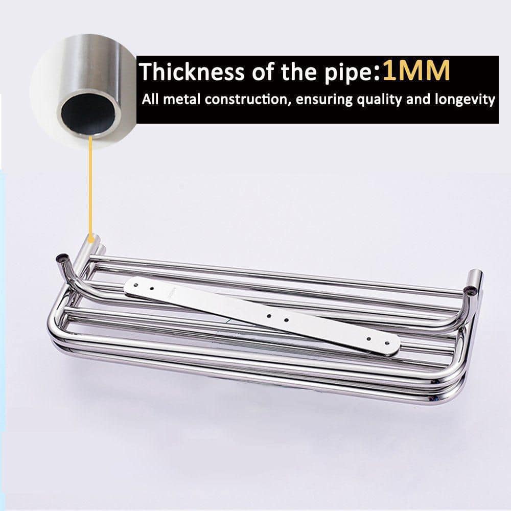 24-Inch Polished Stainless Steel Wall-Mounted Double Towel Rack