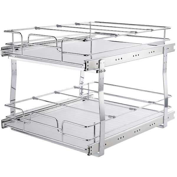 2-Tier 20 in. x 21 in. x 15 in. Pull-Out Cabinet Organizer, Steel Slide-Out Shelves, 21.5 x 22 x 18 in. Install Size