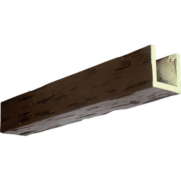 Ekena Millwork 4 in. x 12 in. x 24 ft. 3-Sided (U-Beam) Pecky Cypress Natural Mahogany Faux Wood Ceiling Beam