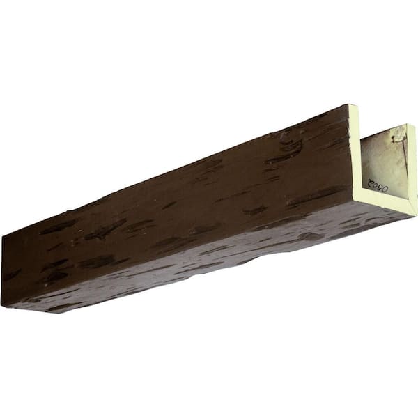 Ekena Millwork 8 in. x 12 in. x 18 ft. 3-Sided (U-Beam) Pecky Cypress Natural Mahogany Faux Wood Ceiling Beam