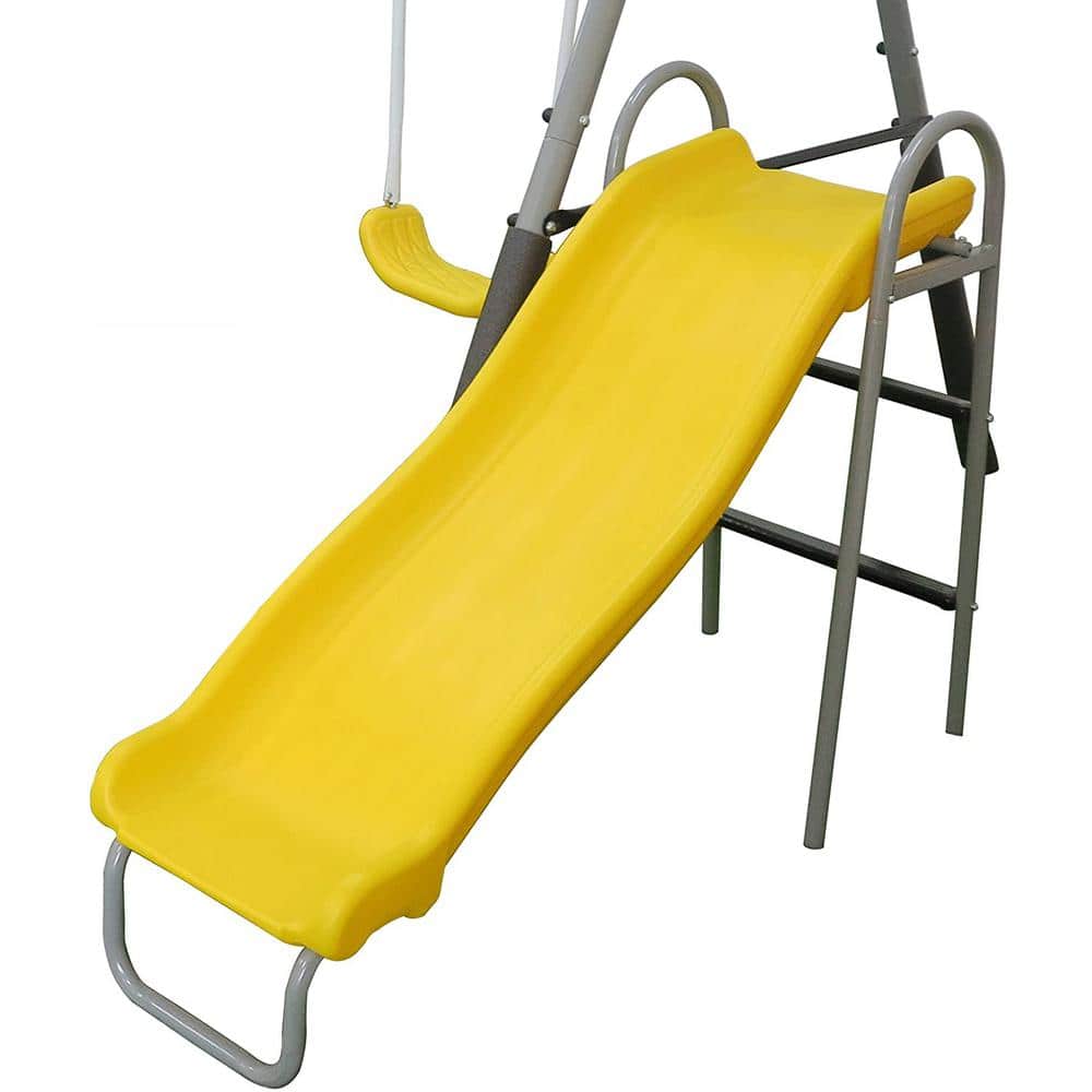 Titan Outdoor Playground Swing Set with Yellow Slide and Steel Frame
