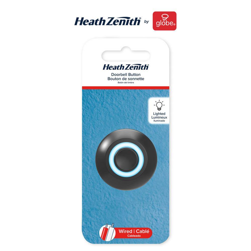 Black and White LED Lighted Wired Push Button Doorbell