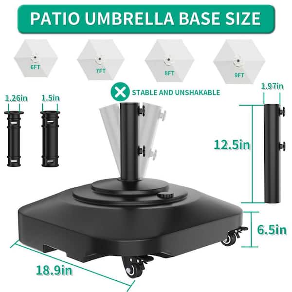 hcman 100 lb. Umbrella Base with Wheels, Windproof and Mobile Square Umbrella Stand for Patio, Deck, Poolside, Lawn, Fit Most hcman 100 lb. Umbrella Base with Wheels, Windproof and Mobile Square Umbrella Stand for Patio, Deck, Poolside, Lawn, Fit Most