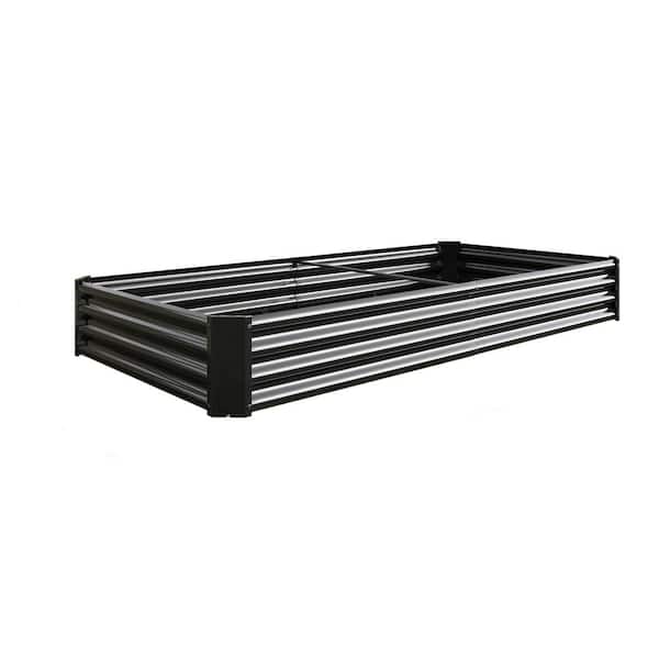 Zeus & Ruta 7.6 x 3.7 x 0.98 ft. Outdoor Rectangular Metal Raised Garden Bed, for Flower Planters Vegetables Herb, Black