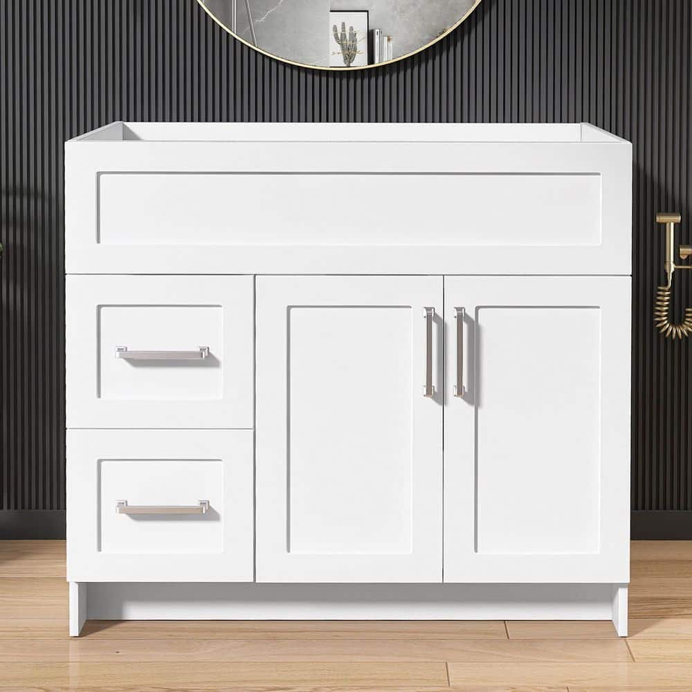 Mox 36 in. W x 21.5 in. D x 33.5 in. H Freestanding Bath Vanity Cabinet without Top Bathroom Base in White Unassembled price history on PriceWatchPro