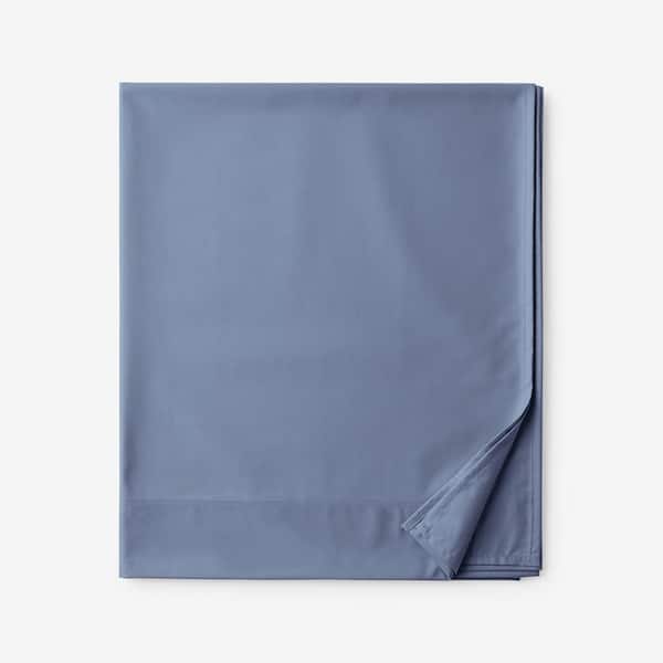 The Company Store Company Cotton Wrinkle-Free Sateen Infinity Blue Sateen Full Flat Sheet