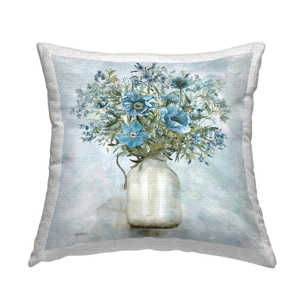 Blue Country Floral Arrangement Blue Square Outdoor Throw Pillow price history on PriceWatchPro