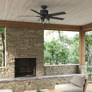 Lawndale 52 in. Indoor/Outdoor Matte Black Ceiling Fan with Light Kit Included