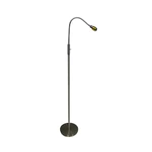 58 in. Brushed Nickel Lamp Finish with a Gold Accented Anodized Aluminum Shade 1-Light Swing Arm Floor Lamp