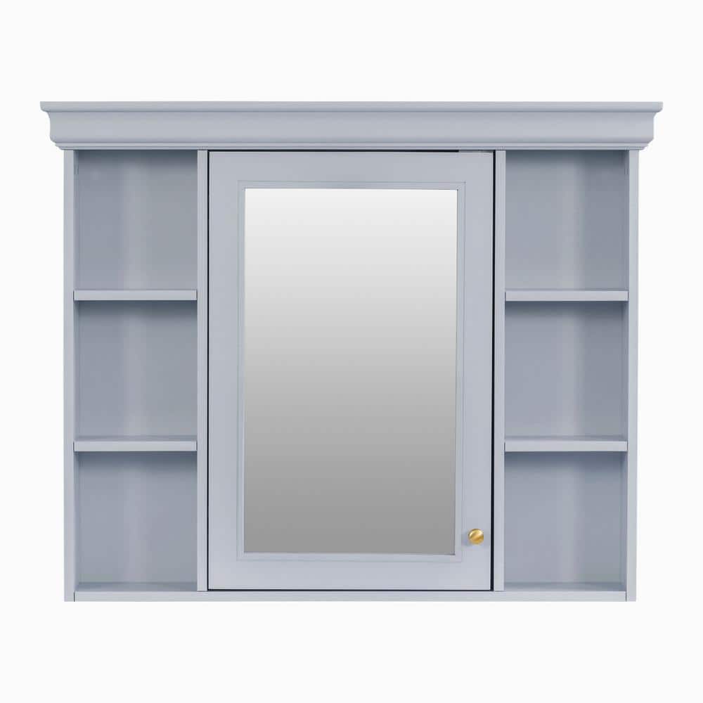 35.5 in. W x 28.74 in. H Rectangular MDF Medicine Cabinet with Mirror and O
