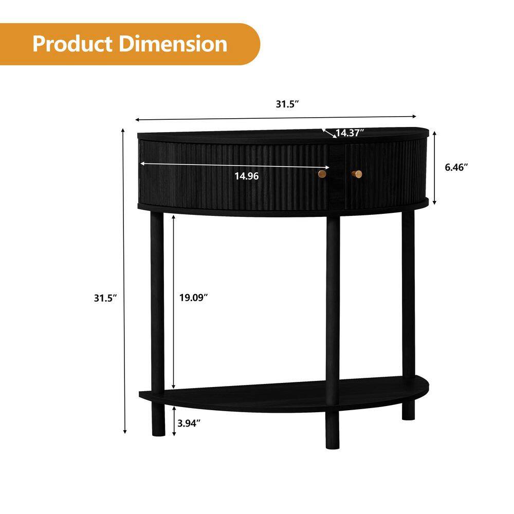 14.37 in. Natural Semi-Circle Wood End Table - thumbnail 5