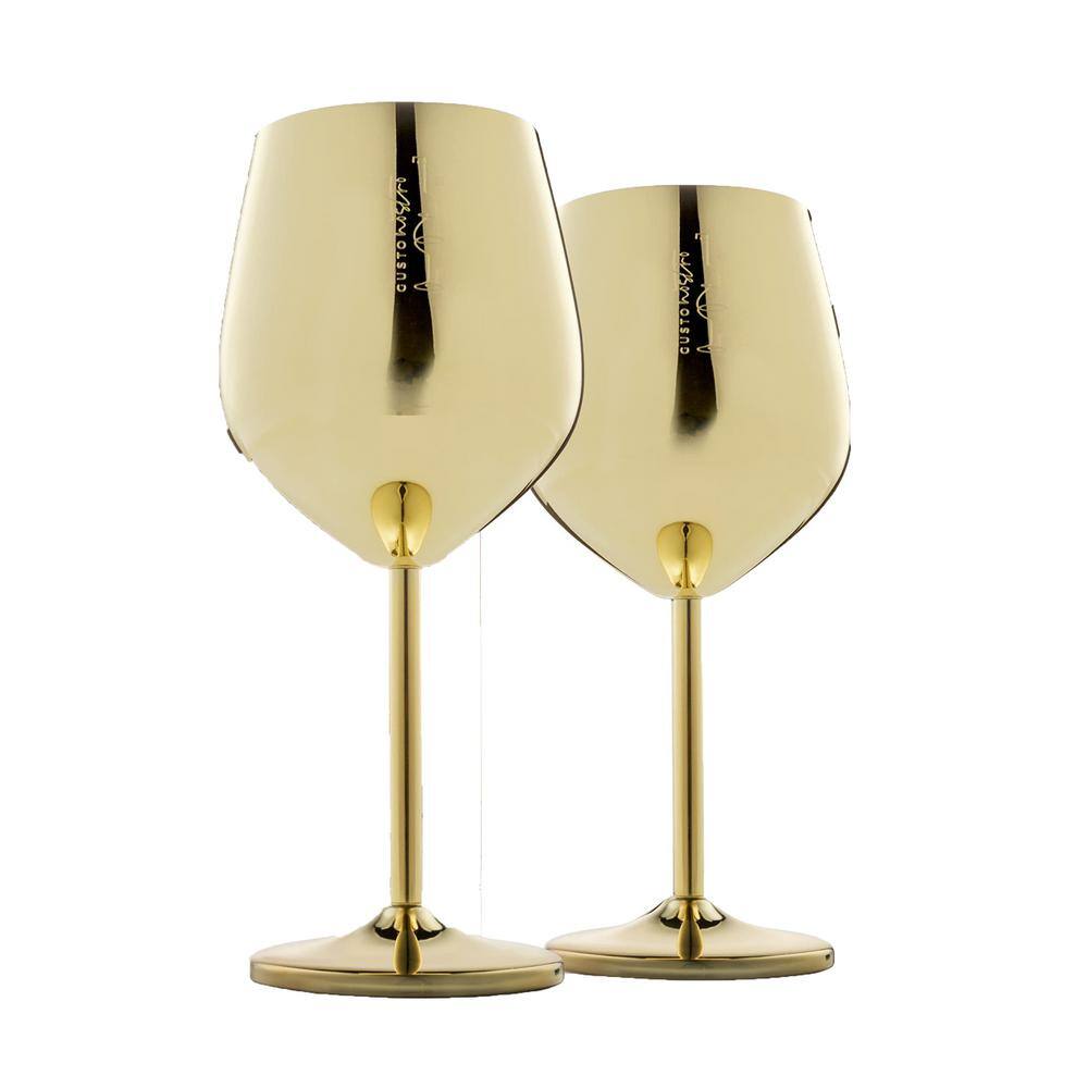 18 oz. Full-Bodied Gold Outdoor Use Wine Glass (Set of 2)