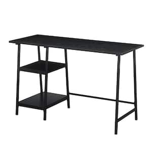 Designs2Go 47 in. Rectangle Black Wood and Metal Writing Desk with Trestle Shelves