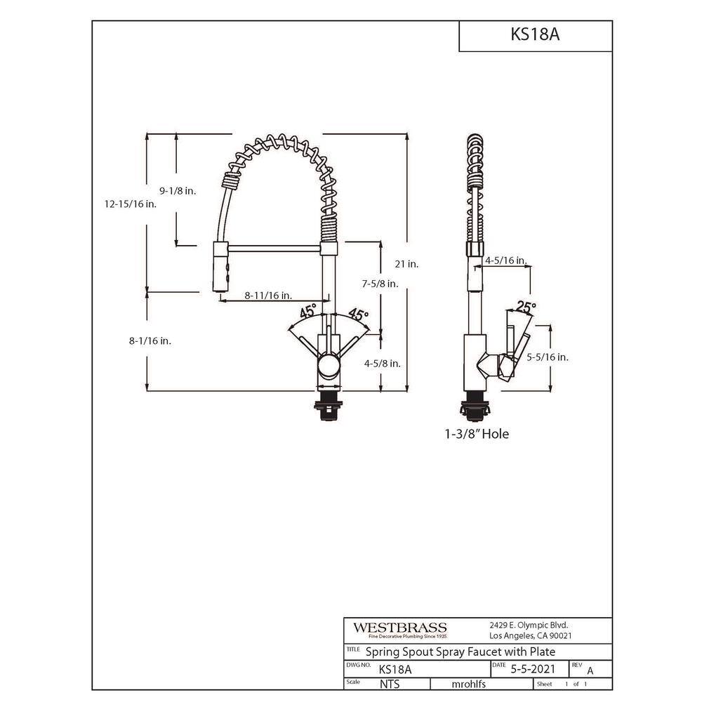 21" Matte Black Stainless Steel Pull Down Kitchen Faucet