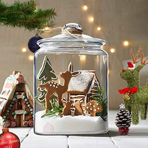 1.5 Gal.2-Piece Glass Kitchen Canister Set with Airtight Lid Cookie Candy Jar for Flour Sugar Rice Pasta Beans