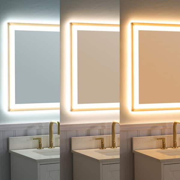 Front-Lighted LED Bathroom Vanity Mirror: 48 x 48 - Square – Mirrors &  Marble