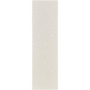 Casual Ivory 2 ft. x 6 ft. Checker Contemporary Runner Area Rug