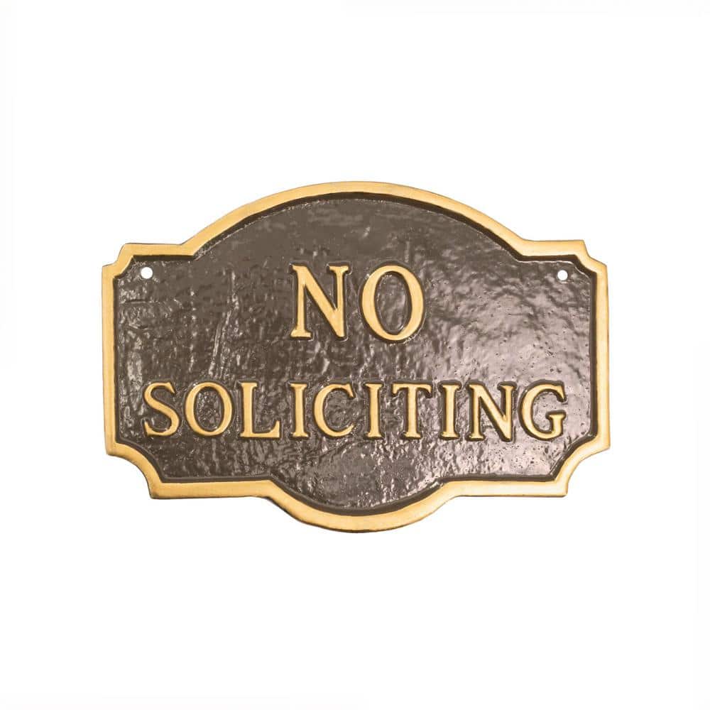 4.5 in. x 7.15 in. Petite Montague No Soliciting Statement Plaque Sign - Oil Rubbed/Gold price history on PriceWatchPro