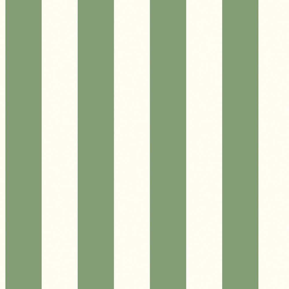 Traditional Awning Stripe Green/White Matte Finish Vinyl on Non-Woven Non-P