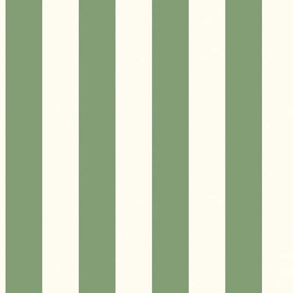 Unbranded Traditional Awning Stripe Green/White Matte Finish Vinyl on Non-Woven Non-Pasted Wallpaper Sample