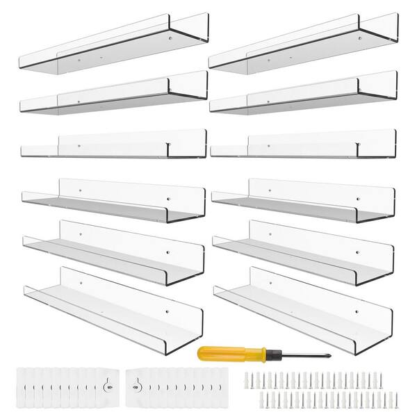 15 in. W x 4 in. D Clear Acrylic Floating Shelf, Decorative Wall Shelf ...