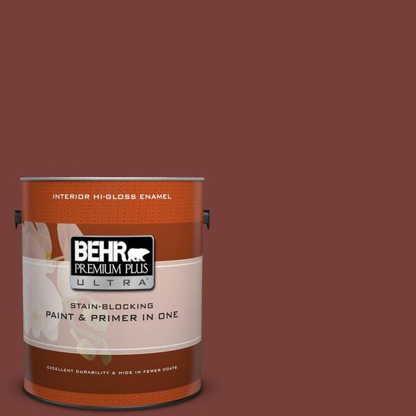 BEHR Premium Plus Ultra 1 gal. #S170-7 Dark Cherry Mocha Hi-Gloss Enamel Interior Paint and Primer in One