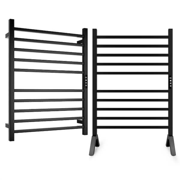 paraheeter Electric Towel Warmer Standable and Wall-Mounted Heated Towel 10 Bars Plug in Hardwired