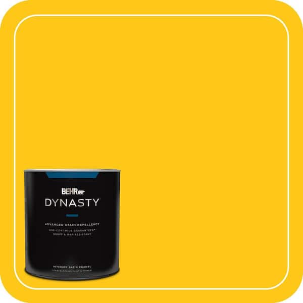 BEHR DYNASTY 1 qt. #P300-7 Unmellow Yellow Satin Enamel Interior Stain-Blocking Paint and Primer