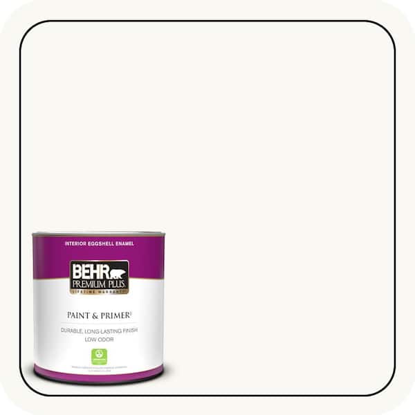 BEHR PREMIUM PLUS 1 qt. #PR-W15 Ultra Pure White Eggshell Enamel Low Odor Interior Paint & Primer