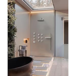 Module Switch 7-Spray 12 in. Dual Wall Mount Fixed and Handheld Shower Head 2.5 GPM in Brushed Nickel with Valve 6 Jets