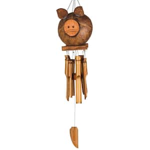 Asli Arts Collection, Coco Pig Bamboo Chime, 22 in. Wind Chime CPIG