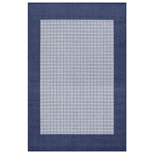 Couristan Recife Checkered Field Ivory-Indigo 8 ft. x 11 ft. Indoor/Outdoor Area Rug
