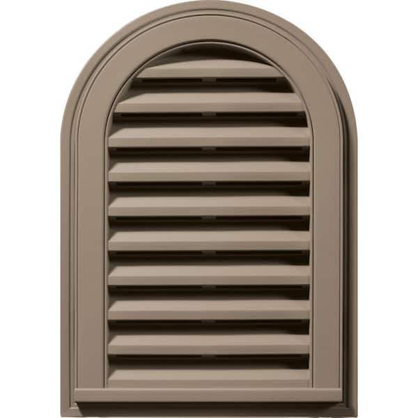 Builders Edge 14 in. x 22 in. Round Top Plastic Built-in Screen Gable Louver Vent #095 Clay