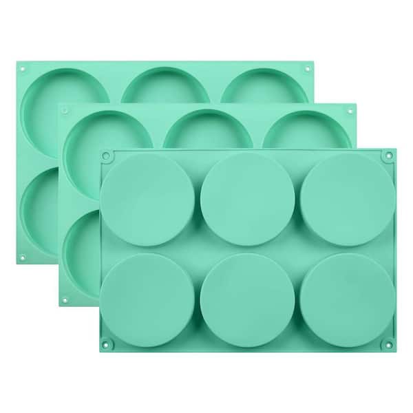 4 Inch Round Food-Grade Silicone Baking Mold, 3-Pack Non-Stick 6-Cavity Muffin Top Pan for Sandwiches and Pies