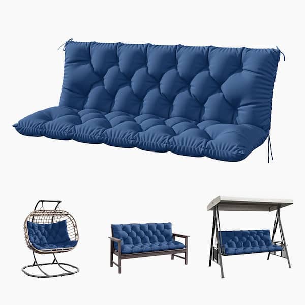 Kimunuk 60 in. x 40 in. x 5 in. 2-3 Seater Contoured Replacement Outdoor Porch Swing Cushion with Backrest Bench Cushion Blue