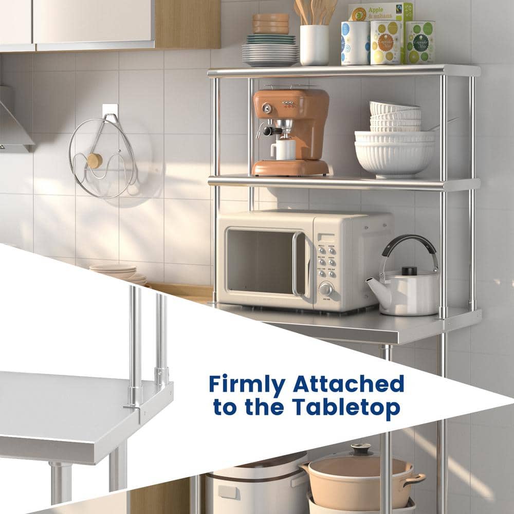 36 x 12 in. Silver Stainless Steel Kitchen Prep Table with Adjustable Shelf